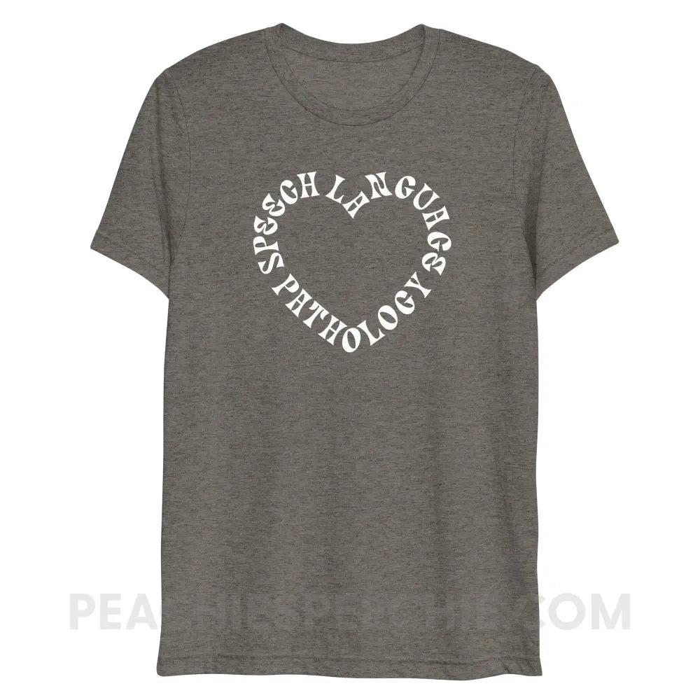 Speech Language Pathology Heart Tri-Blend Tee - Grey Triblend / XS - peachiespeechie.com