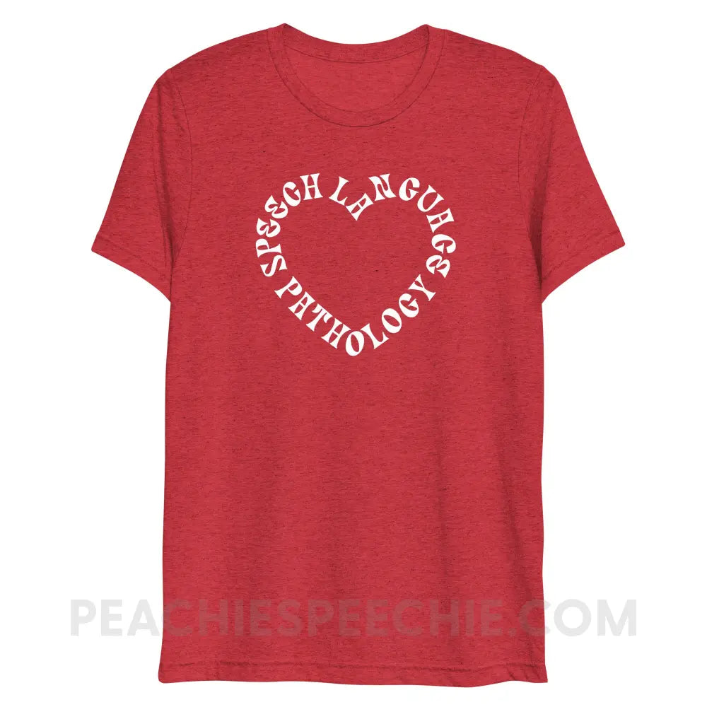 Speech Language Pathology Heart Tri-Blend Tee - Red Triblend / XS - peachiespeechie.com