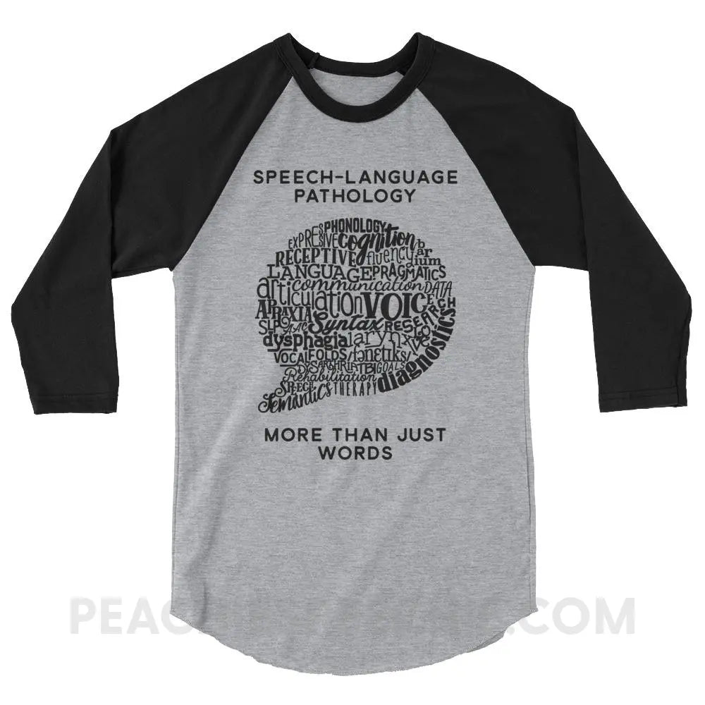 Speech Language Pathology | More Than Words Baseball Tee Heather Grey/Black / XS T Shirts & Tops | peachiespeechie.com