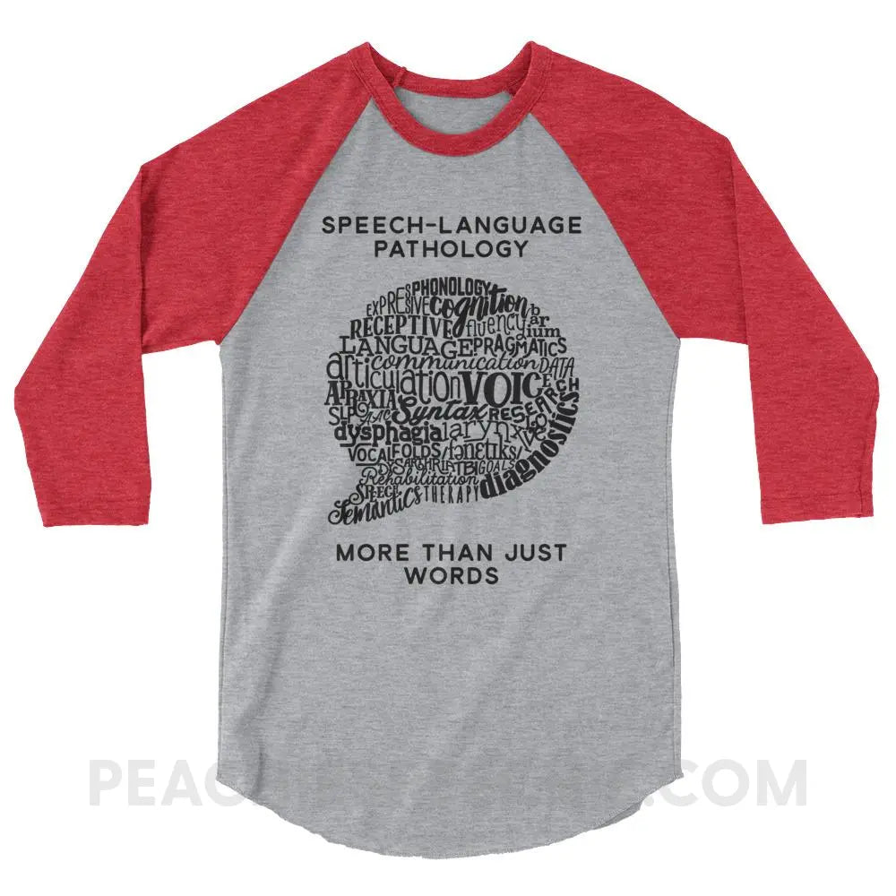 Speech-Language Pathology | More Than Words Baseball Tee - Heather Grey/Heather Red / XS - T-Shirts & Tops | peachiespeechie.com
