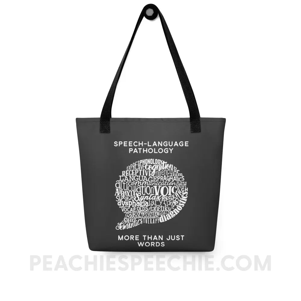 Speech-Language Pathology | More Than Words Tote Bag - Black - Bags | peachiespeechie.com