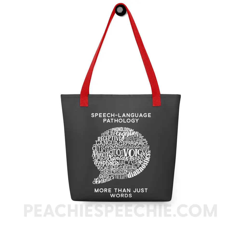 Speech-Language Pathology | More Than Words Tote Bag - Red - Bags | peachiespeechie.com