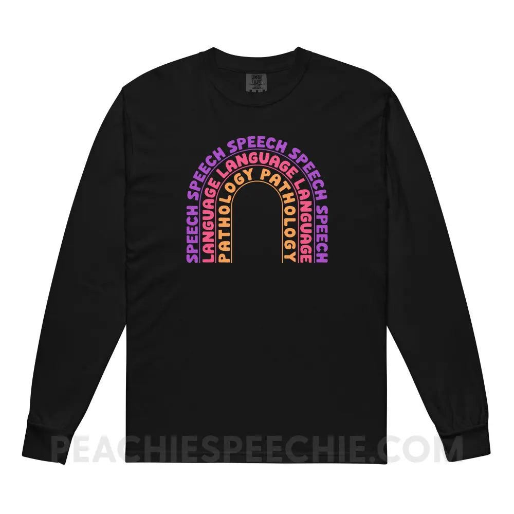 Speech Language Pathology Rainbow Comfort Colors Long Sleeve - Black / S - peachiespeechie.com