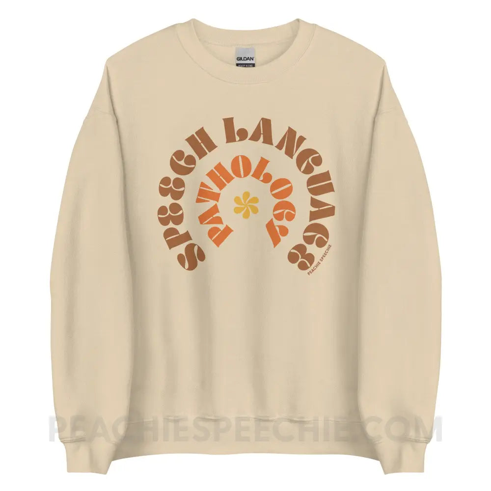 Speech Language Pathology Retro Flower Classic Sweatshirt - Sand / S - peachiespeechie.com