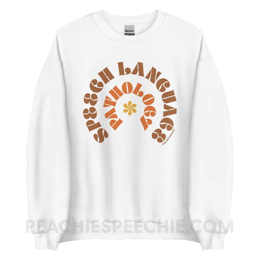 Speech Language Pathology Retro Flower Classic Sweatshirt - White / S - peachiespeechie.com
