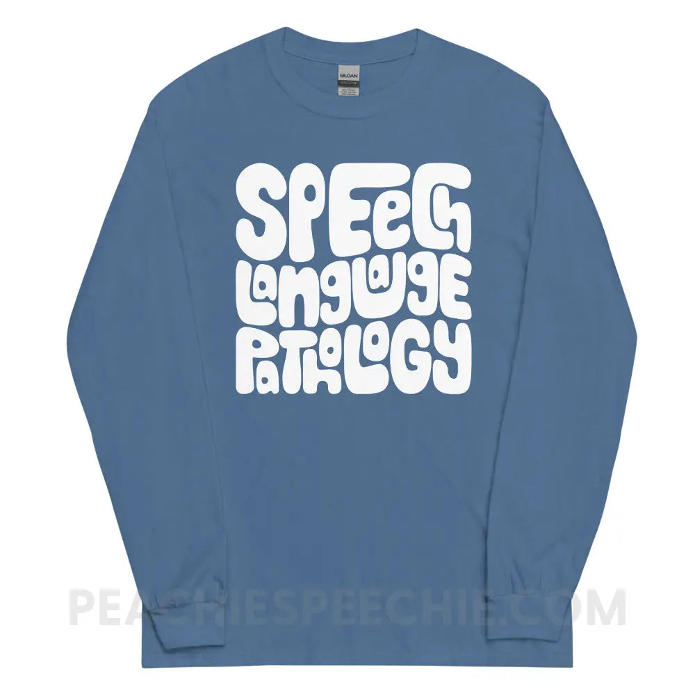 Speech Language Pathology Smush Long Sleeve Tee - Indigo Blue / S - peachiespeechie.com