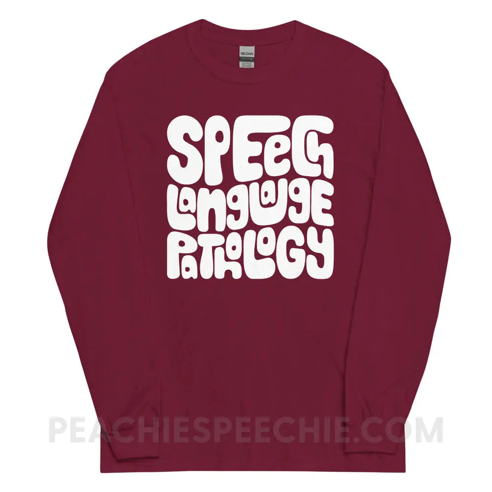Speech Language Pathology Smush Long Sleeve Tee - Maroon / S - peachiespeechie.com