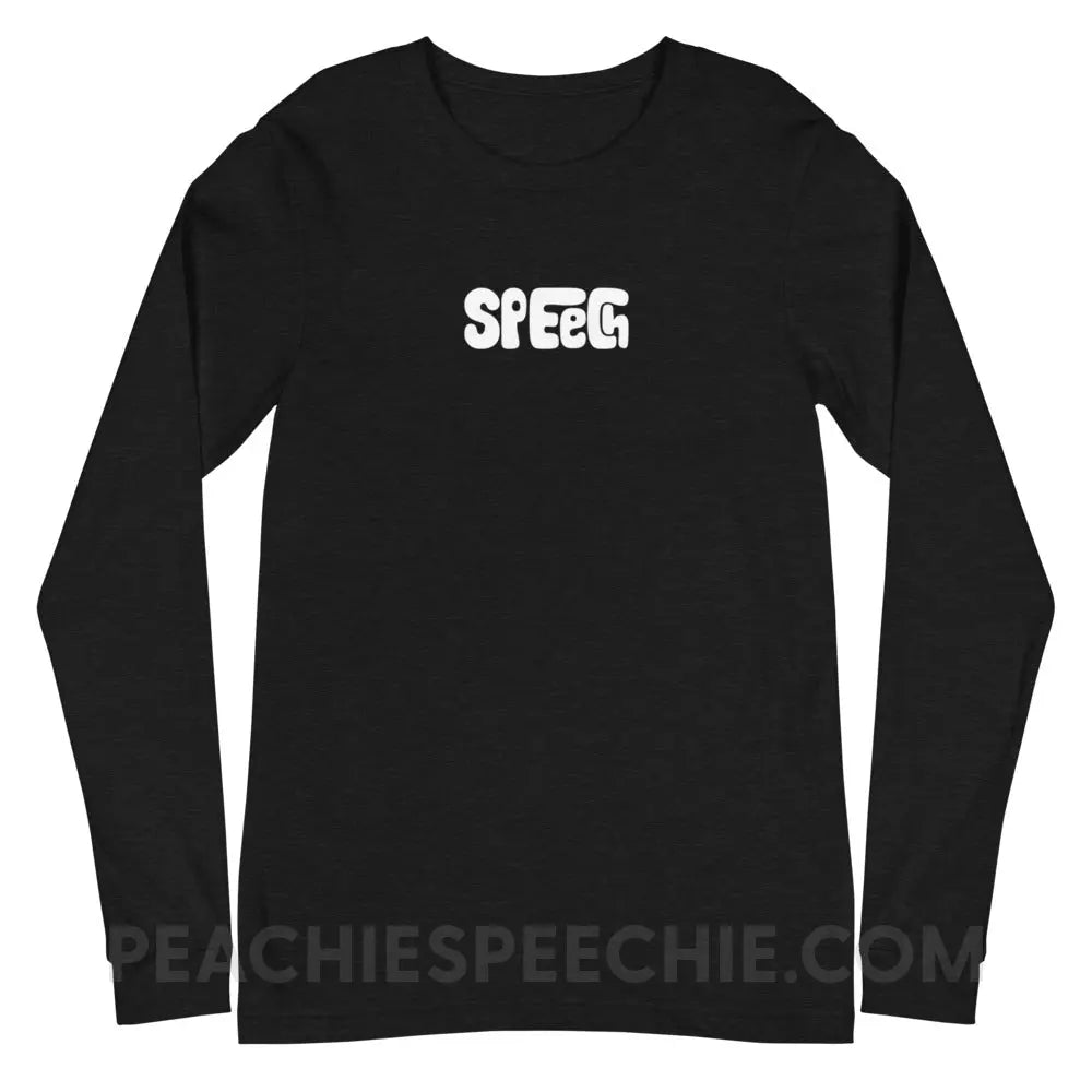 Speech Language Pathology Smush Premium Long Sleeve - Black Heather / XS - peachiespeechie.com