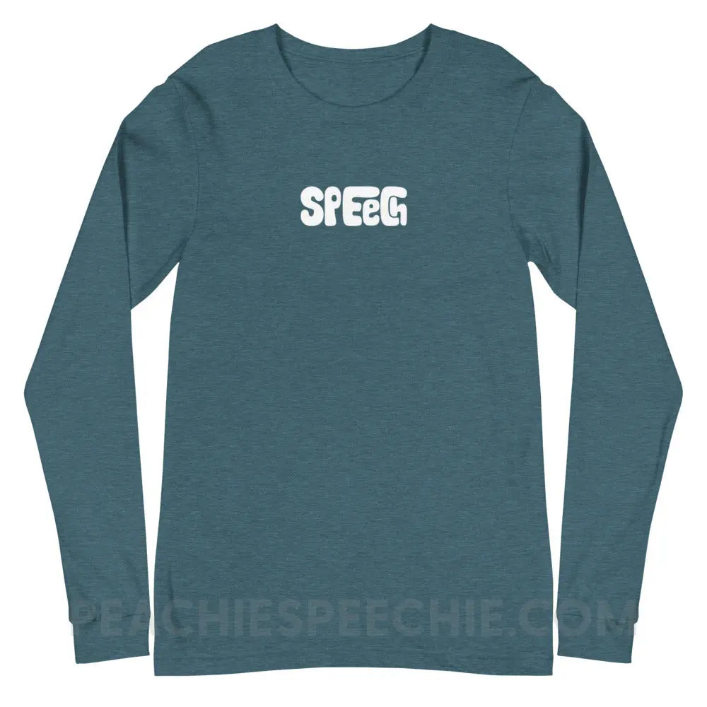 Speech Language Pathology Smush Premium Long Sleeve - Heather Deep Teal / XS peachiespeechie.com