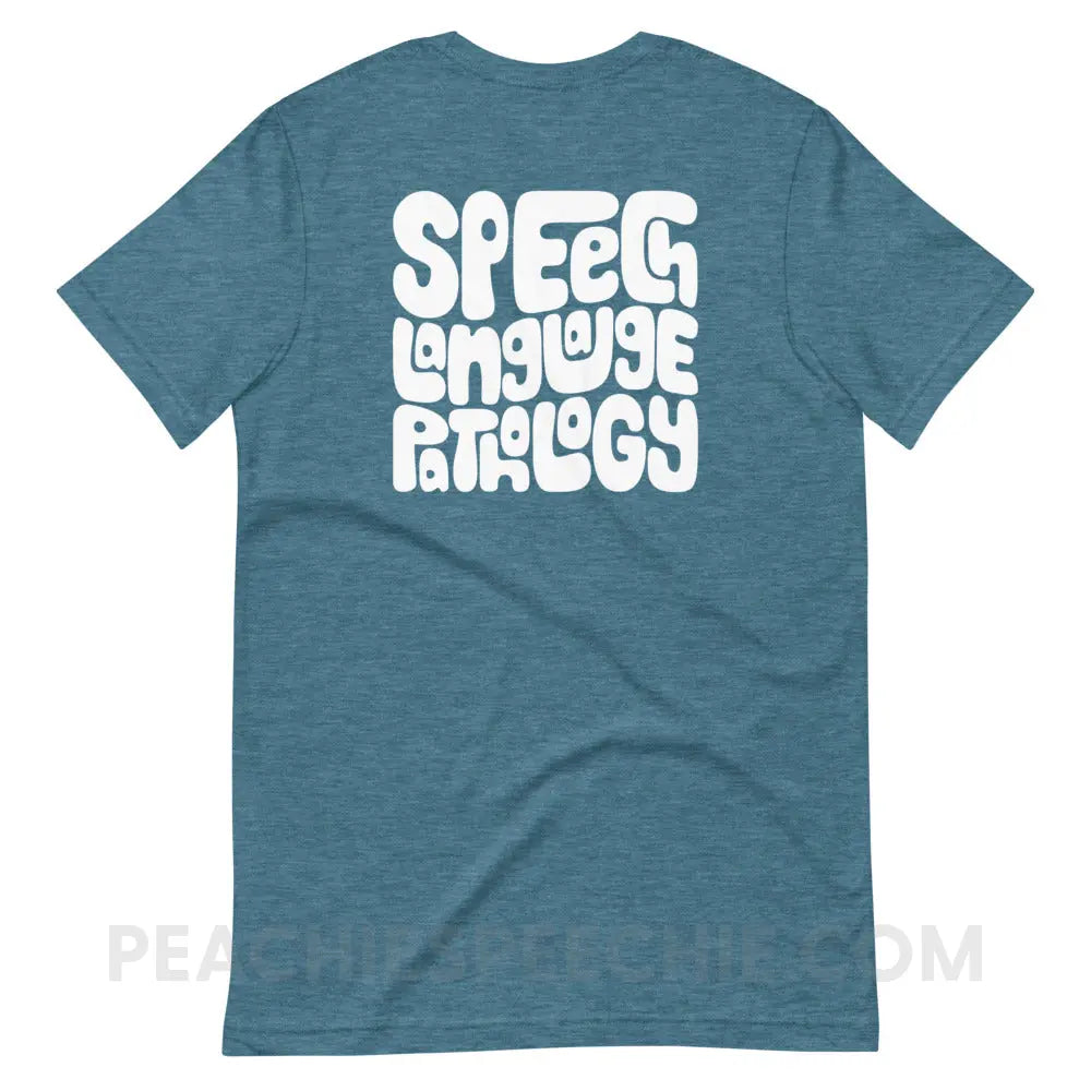 Speech Language Pathology Smush Premium Soft Tee - Heather Deep Teal / S - peachiespeechie.com