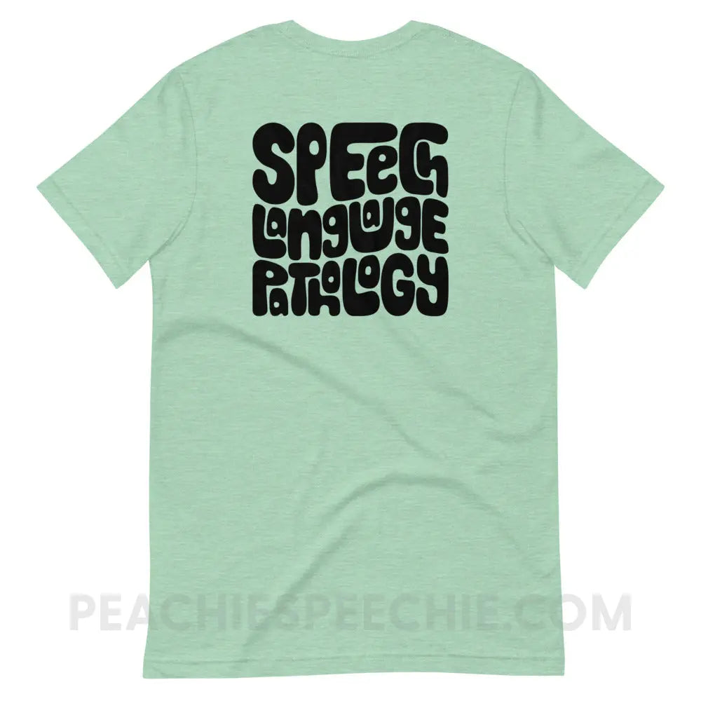 Speech Language Pathology Smush Premium Soft Tee - Heather Prism Mint / XS - peachiespeechie.com