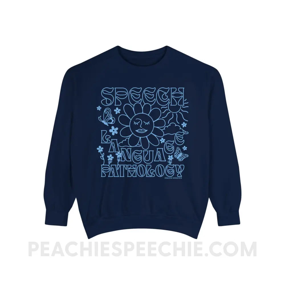 Speech Language Pathology Summer Comfort Colors Crewneck - True Navy / S - Sweatshirt peachiespeechie.com
