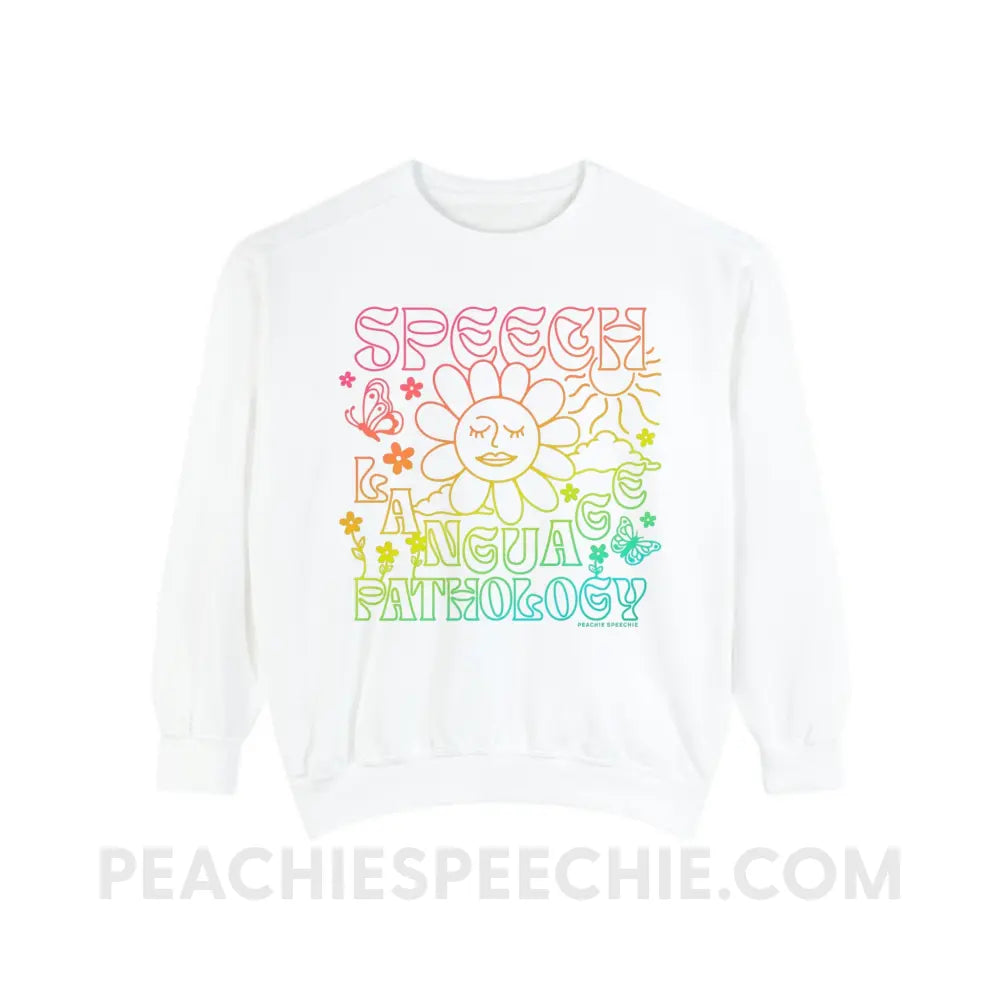 Speech Language Pathology Summer Comfort Colors Crewneck - White / S - Sweatshirt peachiespeechie.com