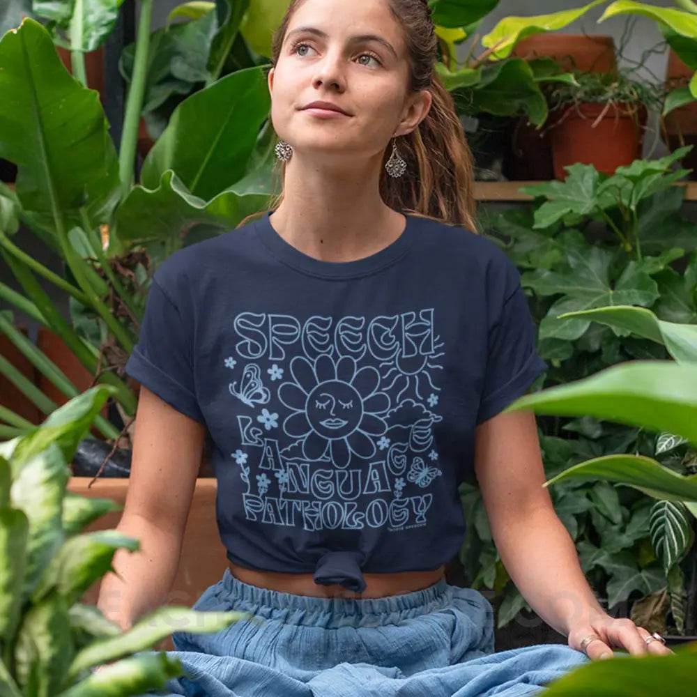 Speech Language Pathology Summer Premium Soft Tee - Navy / XS - peachiespeechie.com