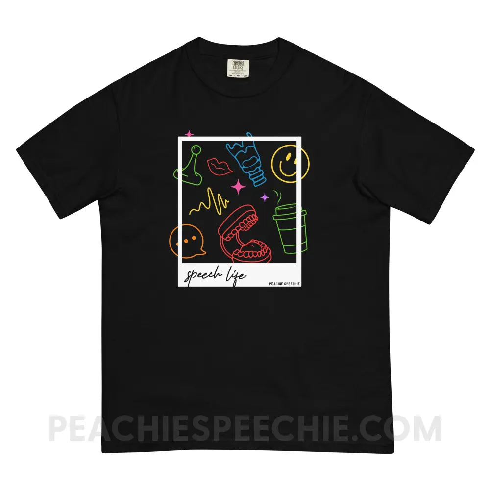 Speech Life Polaroid Comfort Colors Tee - Black / S - T-Shirt peachiespeechie.com