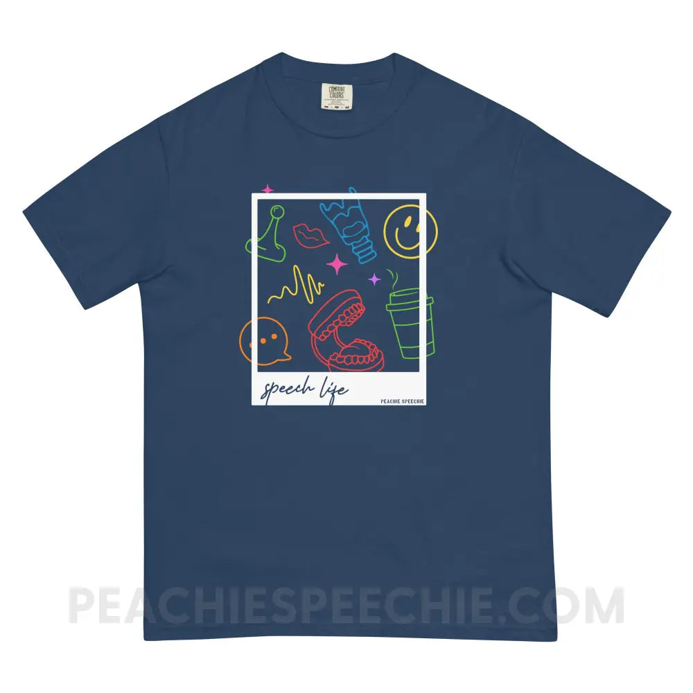 Speech Life Polaroid Comfort Colors Tee - True Navy / S - T-Shirt peachiespeechie.com