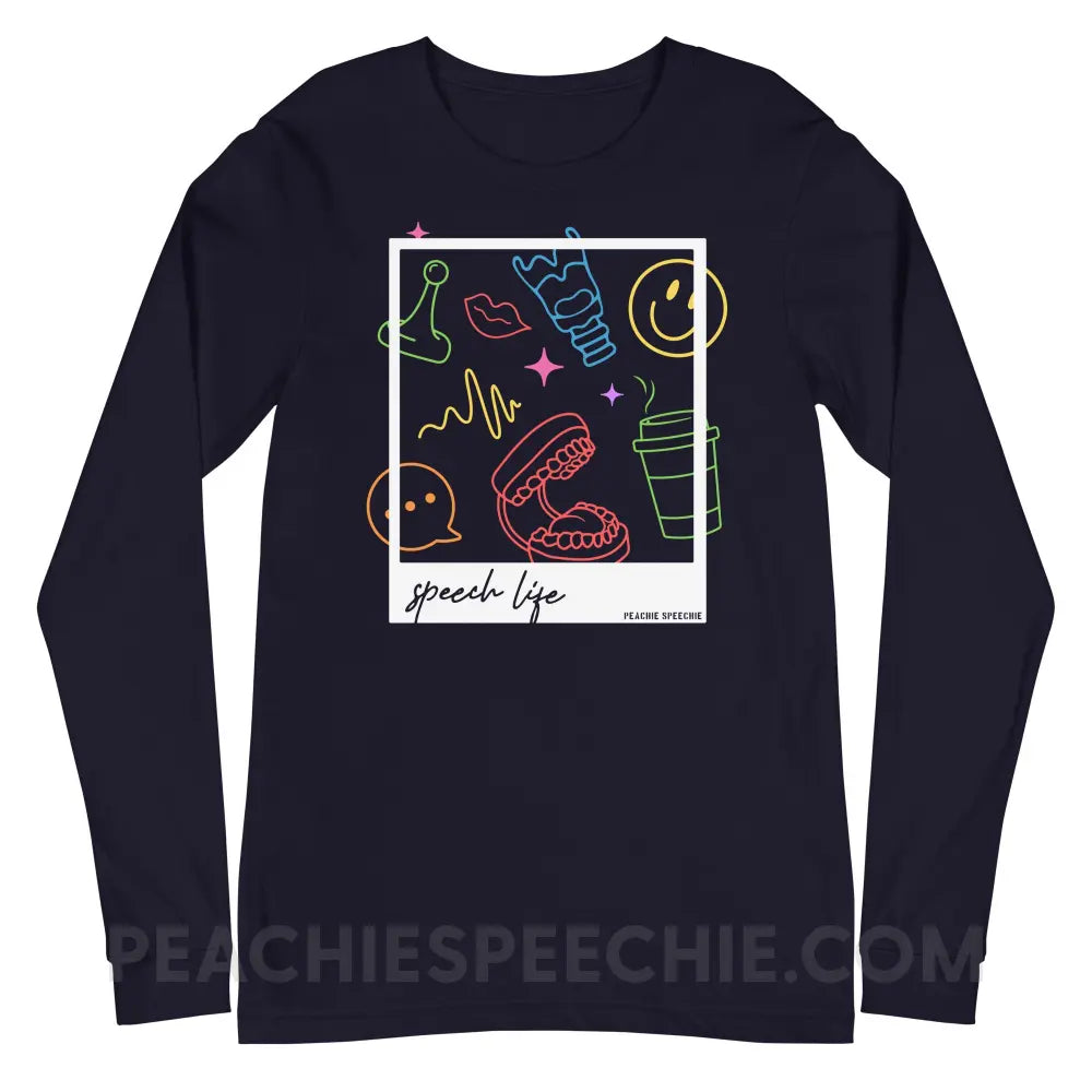 Speech Life Polaroid Premium Long Sleeve - Navy / XS - peachiespeechie.com