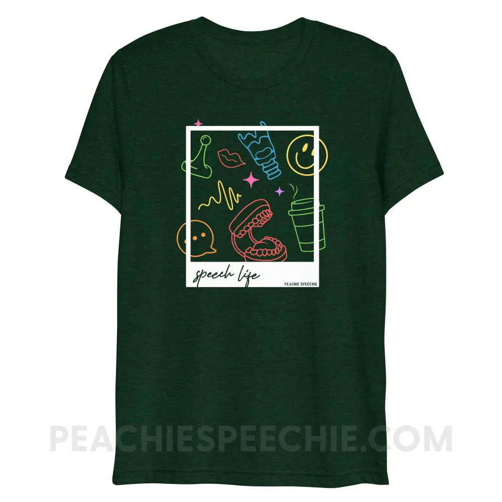 Speech Life Polaroid Tri-Blend Tee - Emerald Triblend / XS - peachiespeechie.com