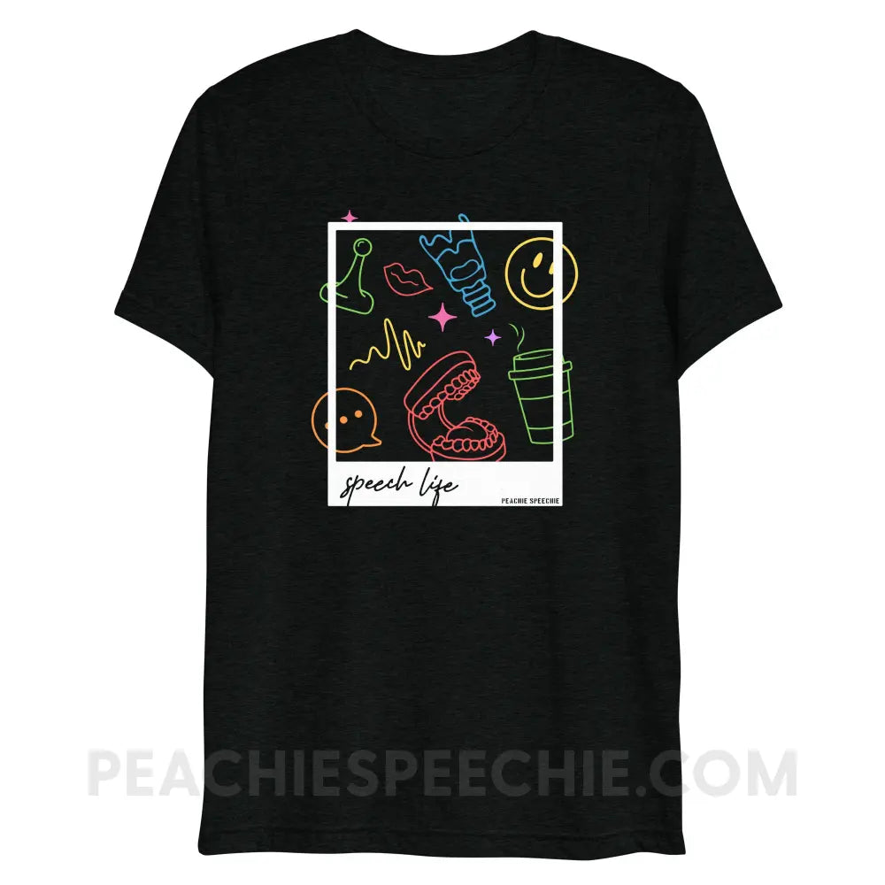 Speech Life Polaroid Tri-Blend Tee - Solid Black Triblend / XS - peachiespeechie.com