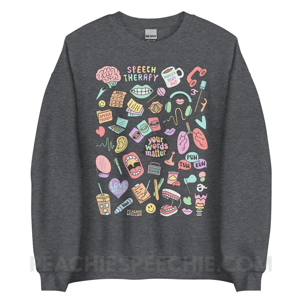 Speech Life Stuff Classic Sweatshirt - Dark Heather / S - peachiespeechie.com