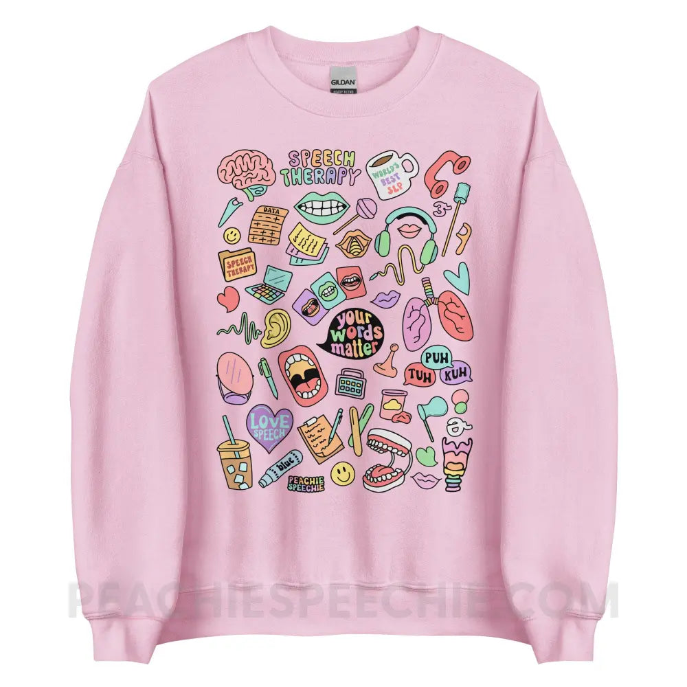 Speech Life Stuff Classic Sweatshirt - Light Pink / S - peachiespeechie.com