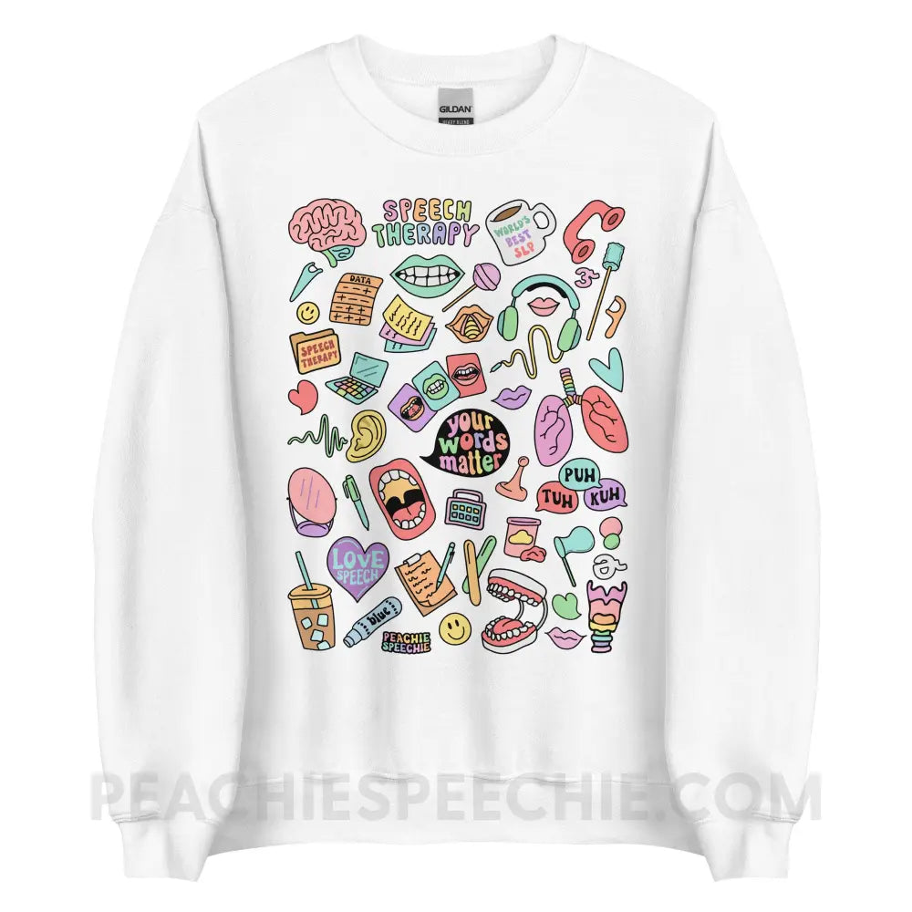 Speech Life Stuff Classic Sweatshirt - White / S - peachiespeechie.com
