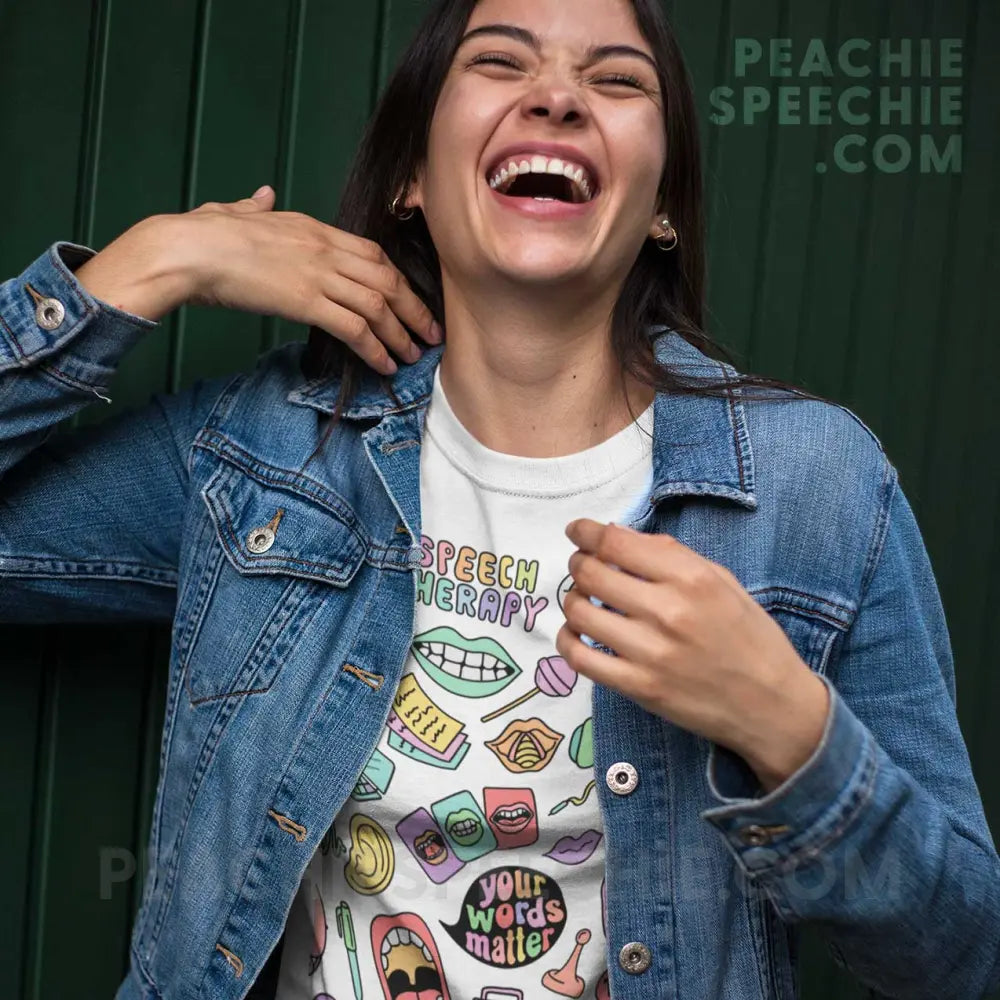Speech Life Stuff Classic Tee - White / S - peachiespeechie.com
