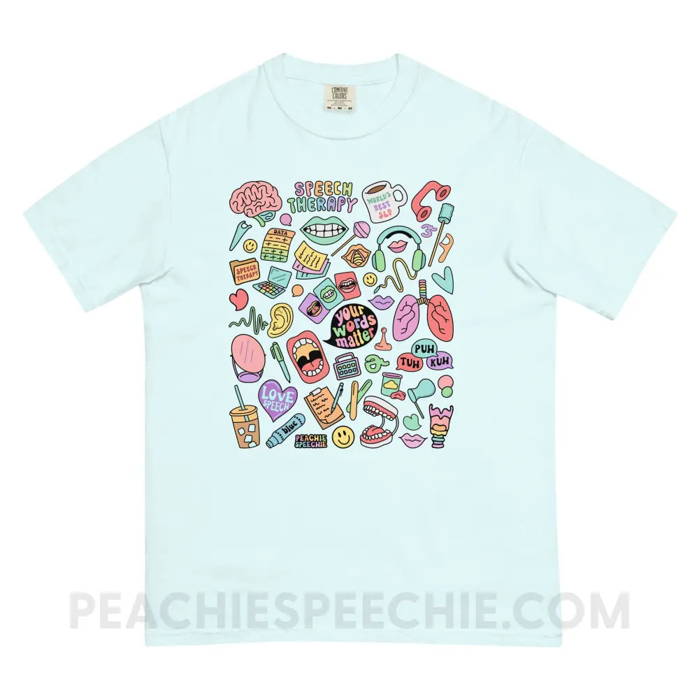 Speech Life Stuff Comfort Colors Tee - Chambray / S - T-Shirt peachiespeechie.com