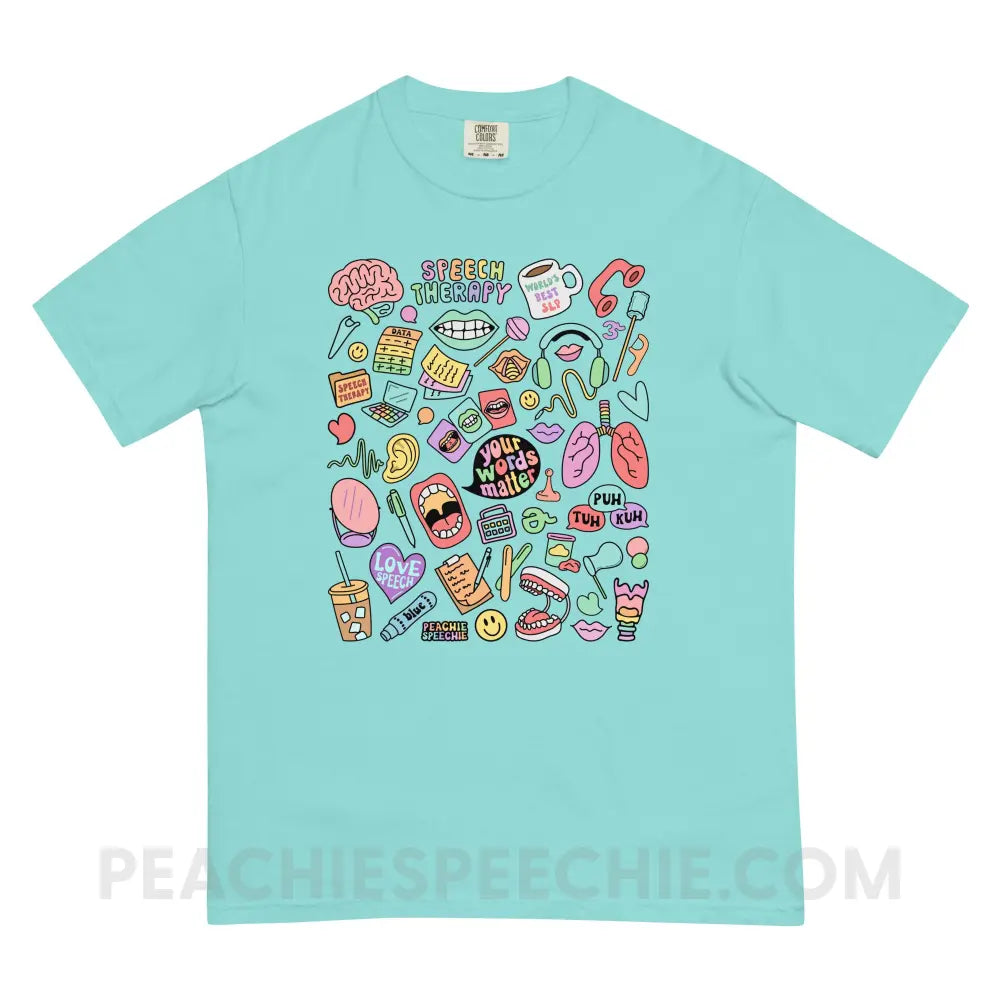 Speech Life Stuff Comfort Colors Tee - Lagoon Blue / S - T-Shirt peachiespeechie.com