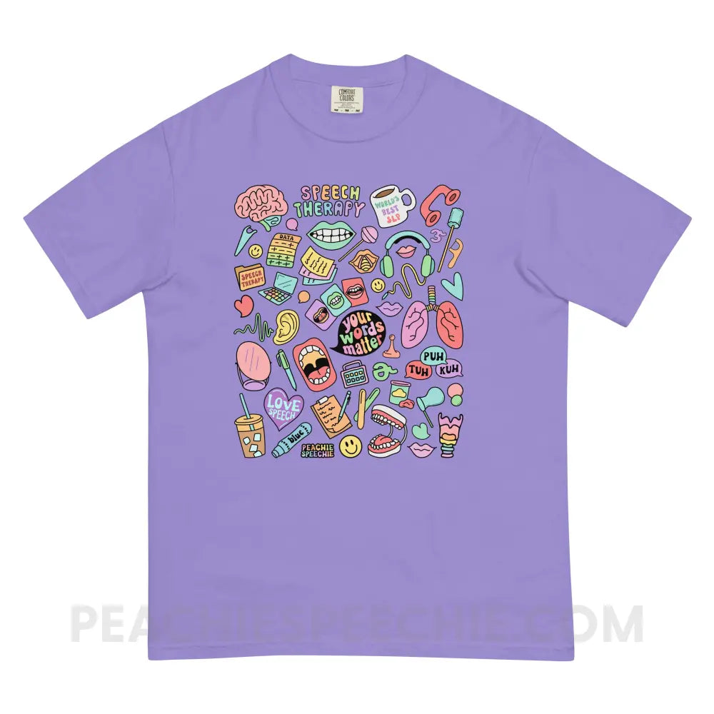 Speech Life Stuff Comfort Colors Tee - Violet / S - T-Shirt peachiespeechie.com