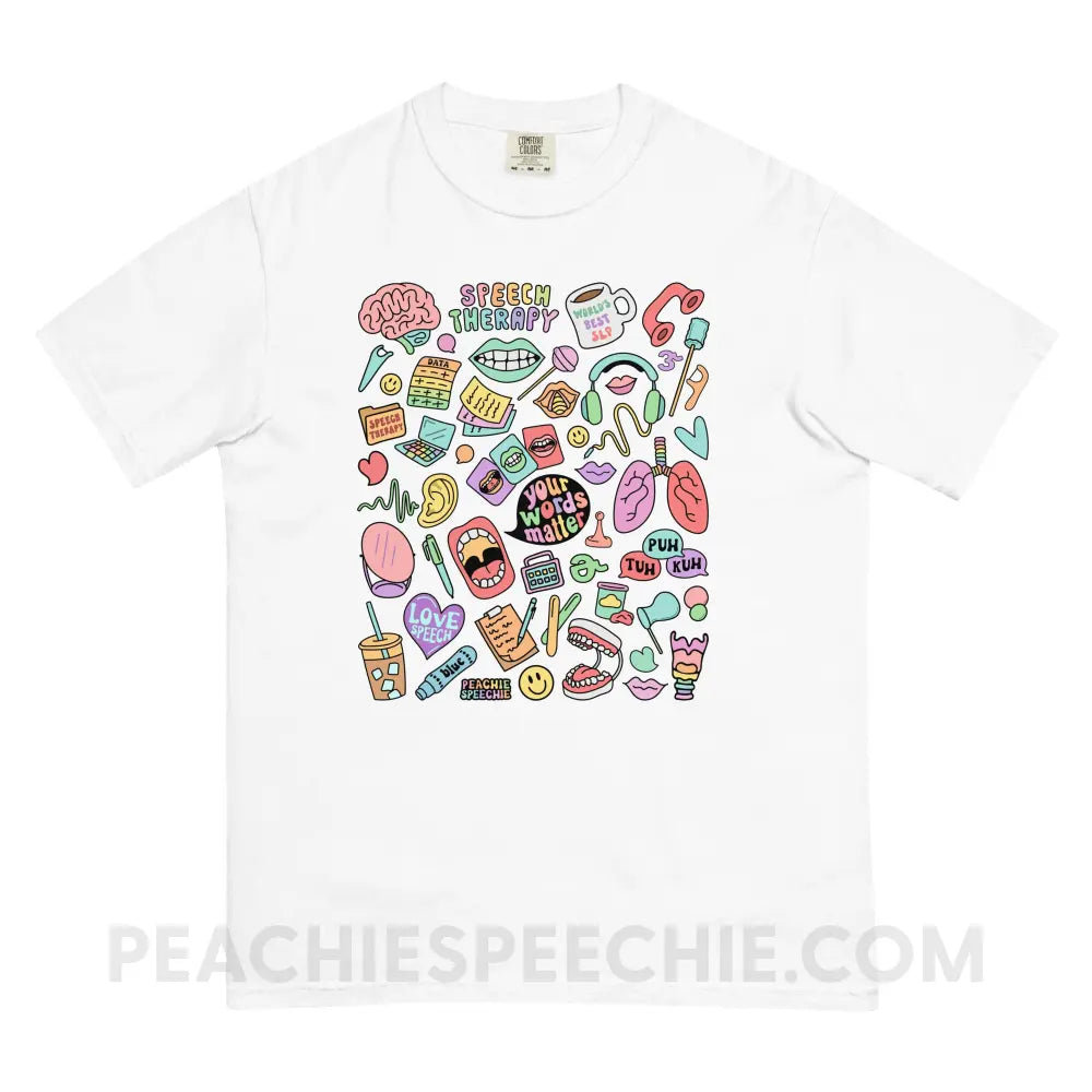 Speech Life Stuff Comfort Colors Tee - White / S - T-Shirt peachiespeechie.com