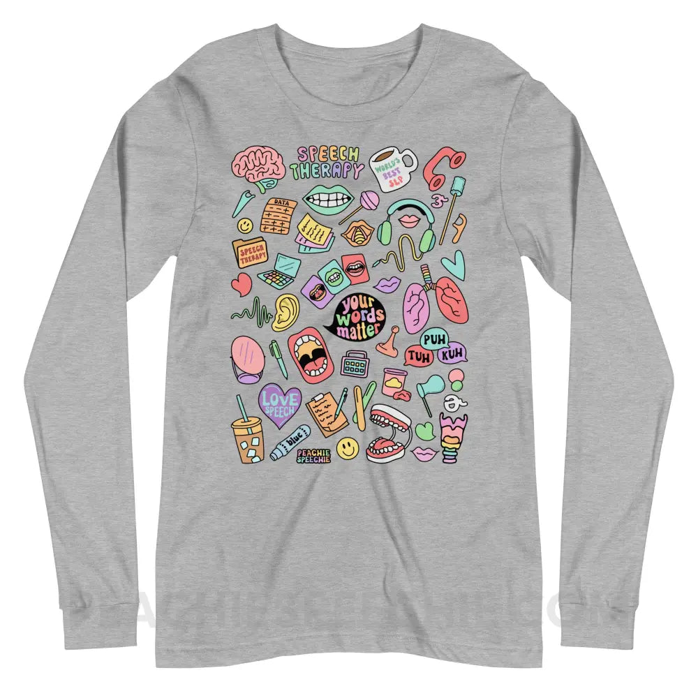 Speech Life Stuff Premium Long Sleeve - Athletic Heather / XS - peachiespeechie.com