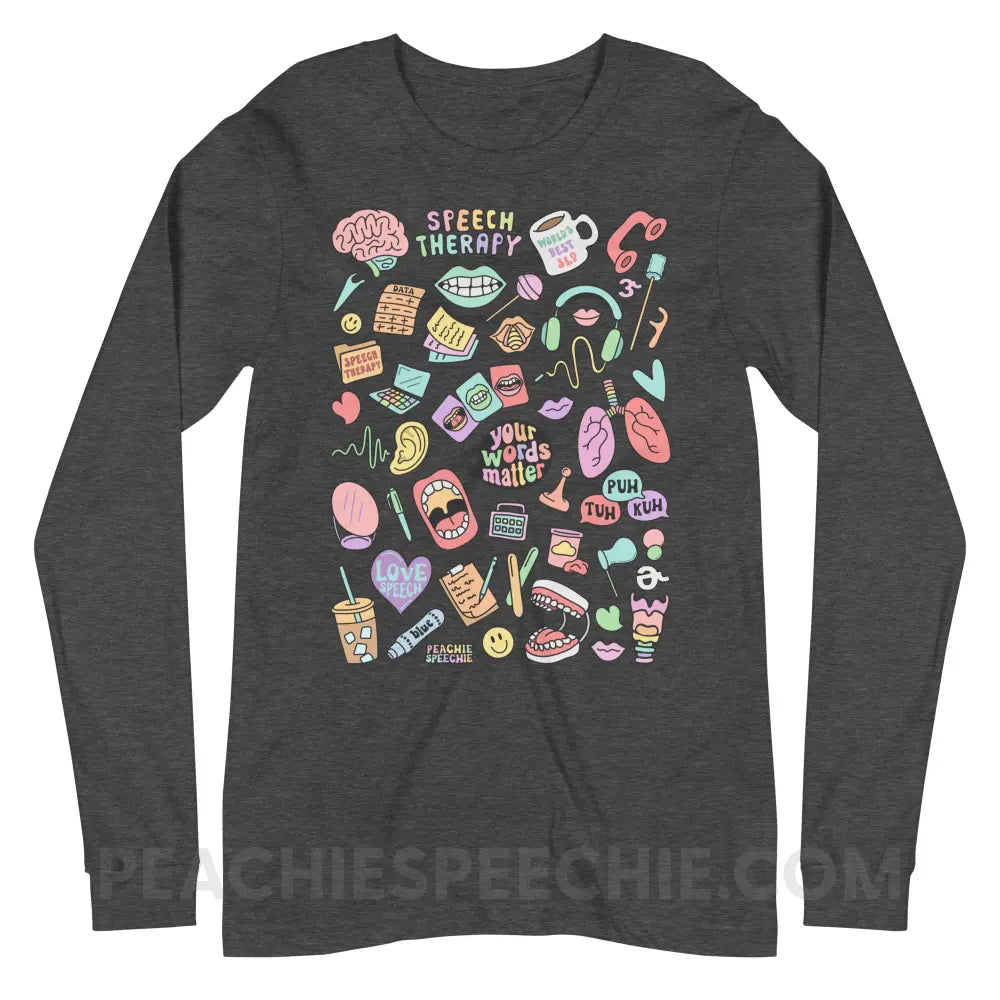 Speech Life Stuff Premium Long Sleeve - Dark Grey Heather / XS - peachiespeechie.com