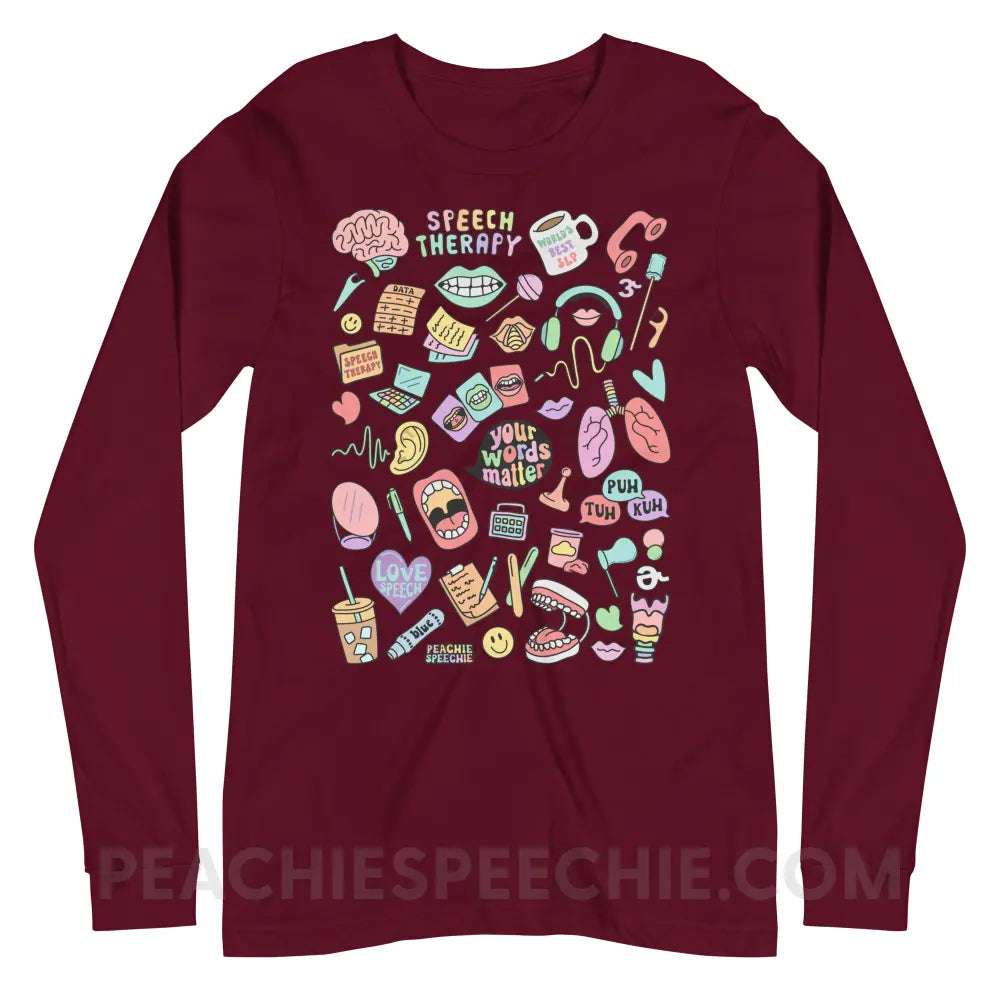 Speech Life Stuff Premium Long Sleeve - Maroon / XS - peachiespeechie.com