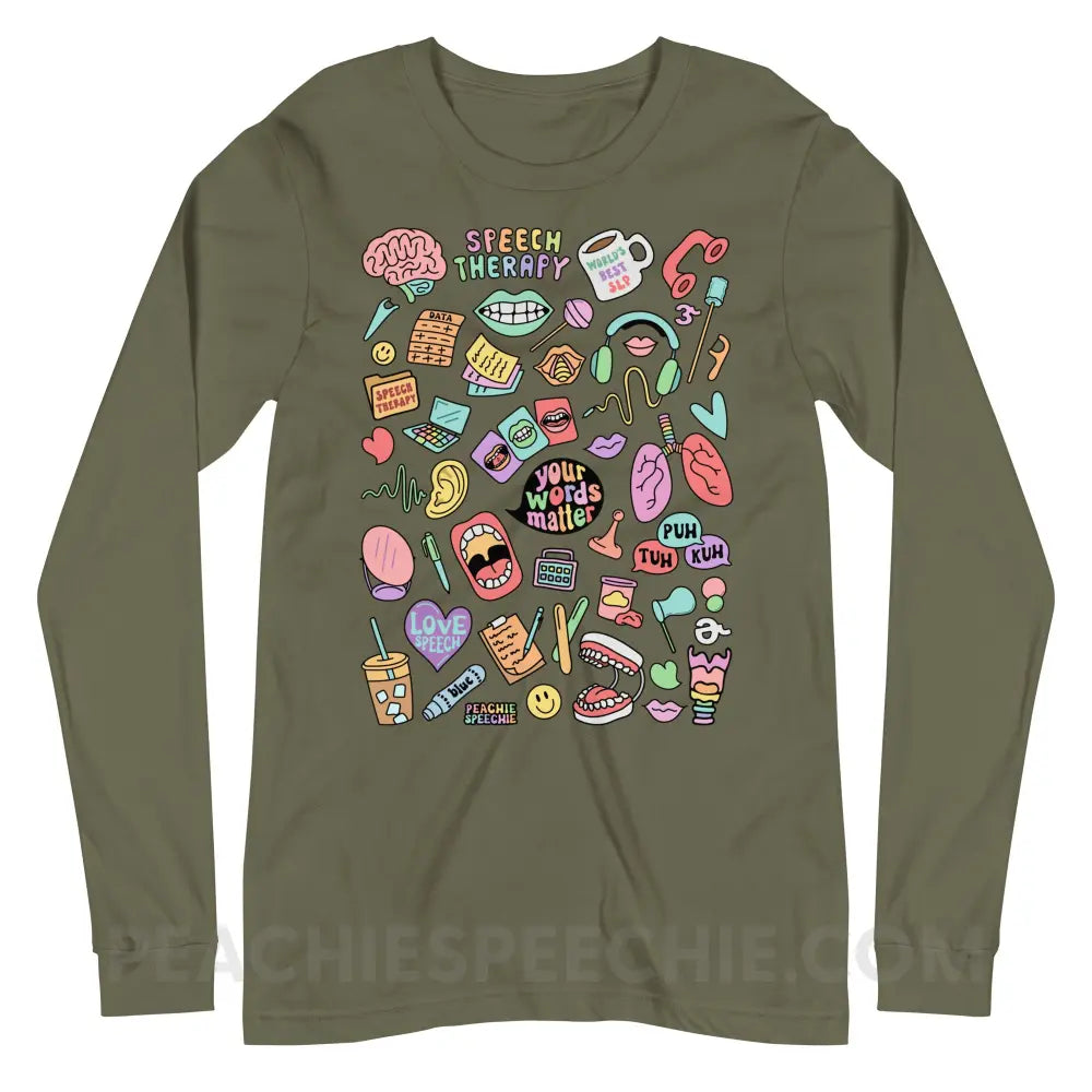 Speech Life Stuff Premium Long Sleeve - Military Green / XS - peachiespeechie.com