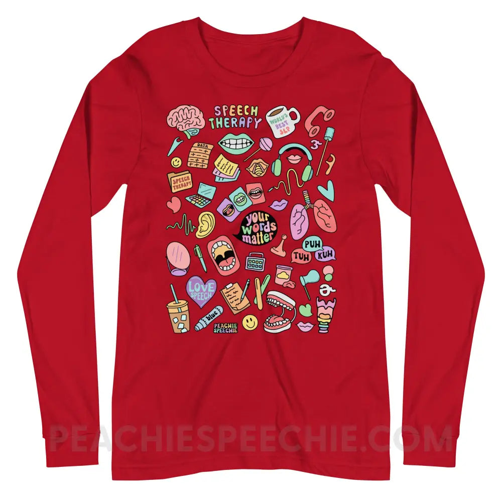 Speech Life Stuff Premium Long Sleeve - Red / XS - peachiespeechie.com