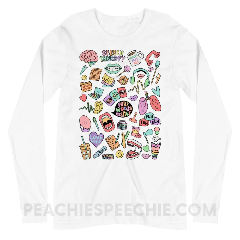 Speech Life Stuff Premium Long Sleeve - White / XS - peachiespeechie.com