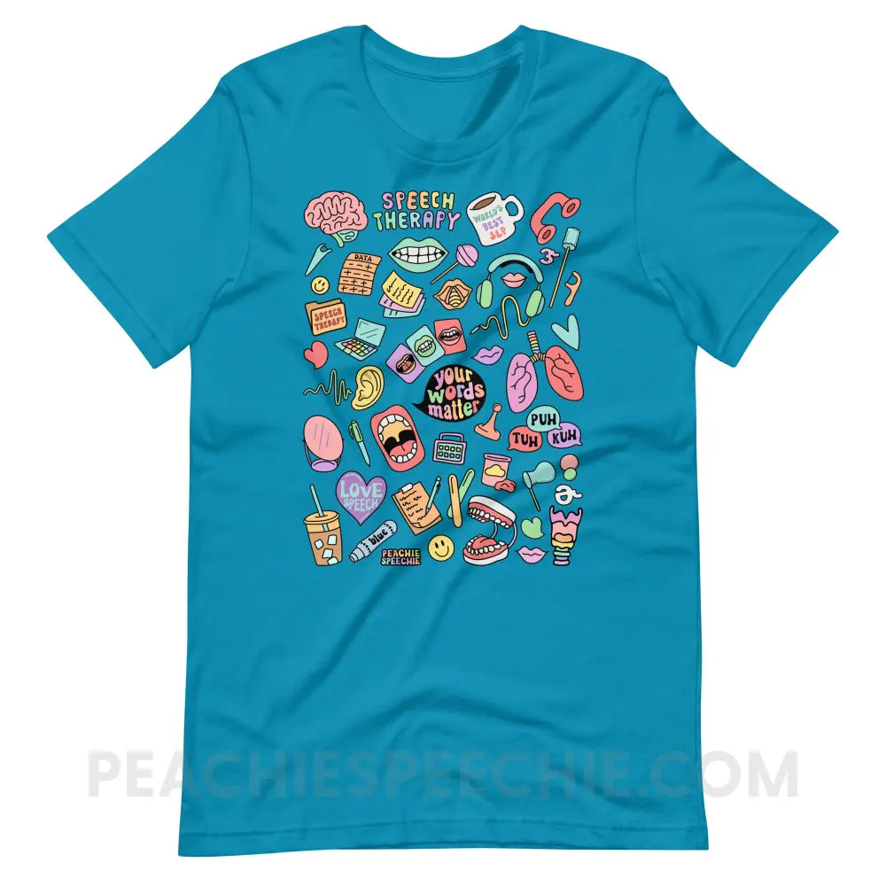 Speech Life Stuff Premium Soft Tee - Aqua / S - peachiespeechie.com