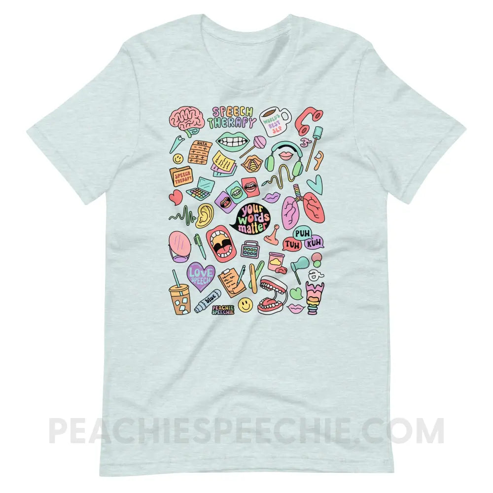 Speech Life Stuff Premium Soft Tee - Heather Prism Ice Blue / XS - peachiespeechie.com