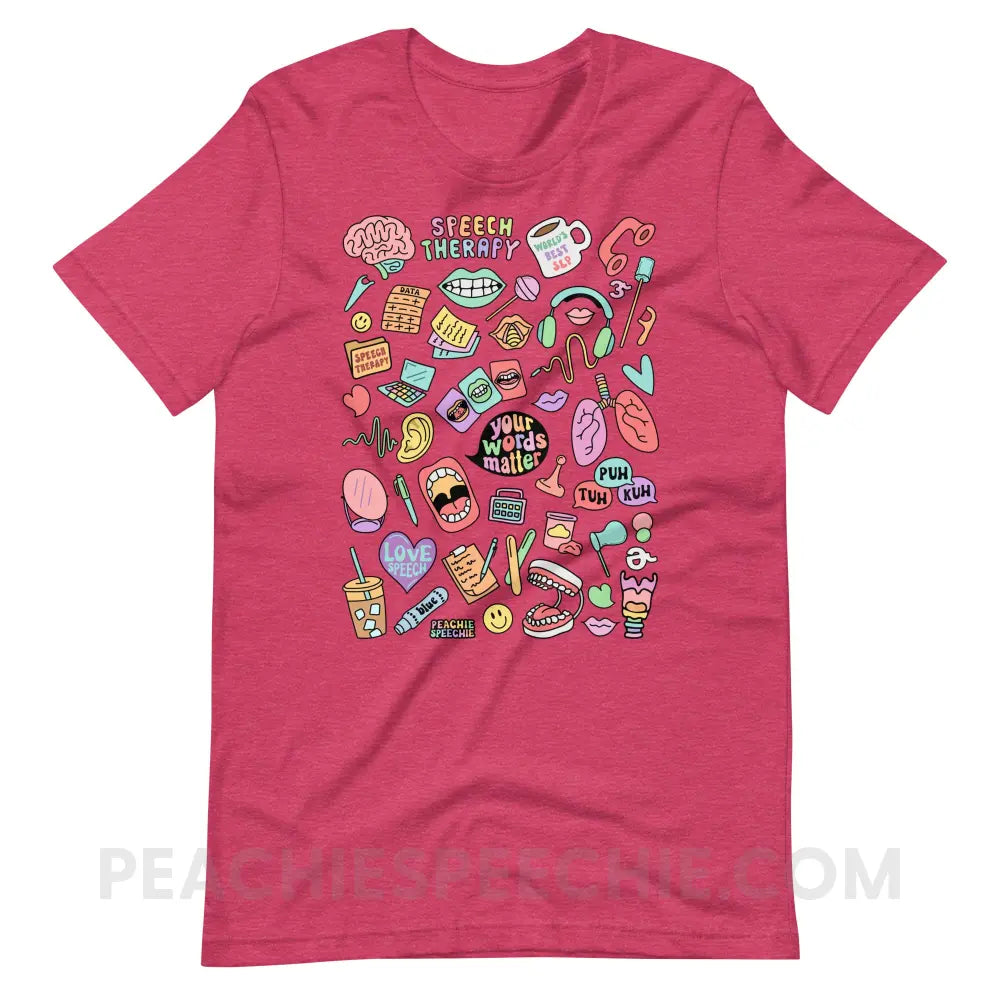 Speech Life Stuff Premium Soft Tee - Heather Raspberry / S - peachiespeechie.com