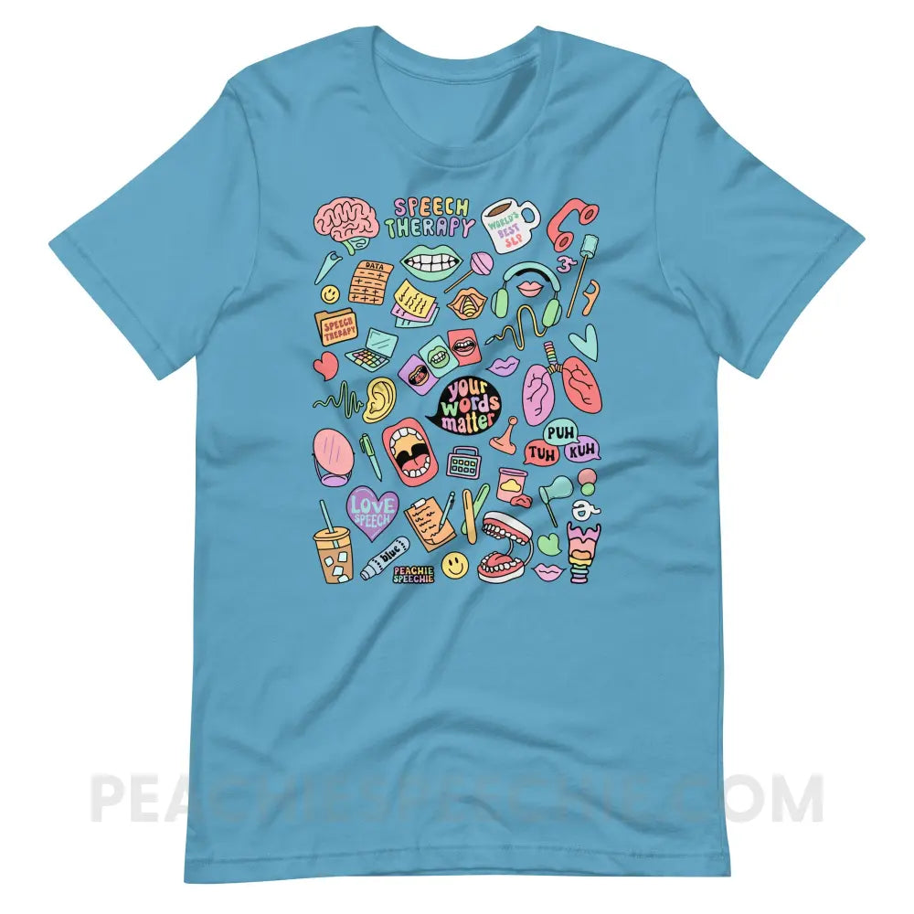 Speech Life Stuff Premium Soft Tee - Ocean Blue / S - peachiespeechie.com
