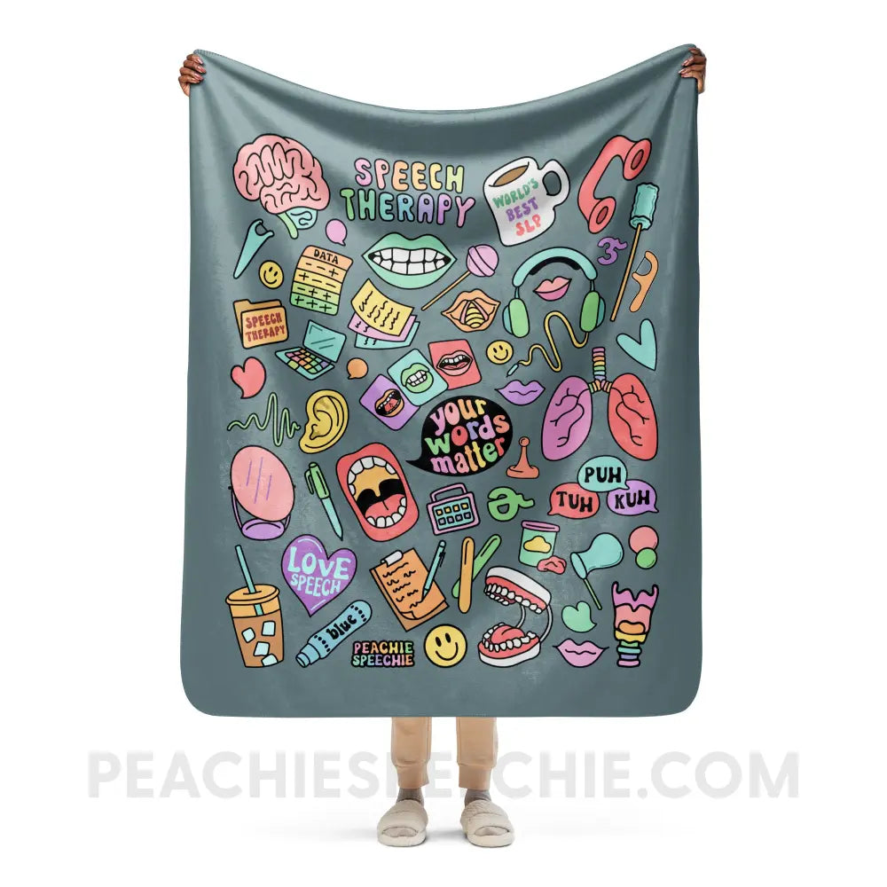 Speech Life Stuff Sherpa Blanket - 50″×60″ - peachiespeechie.com