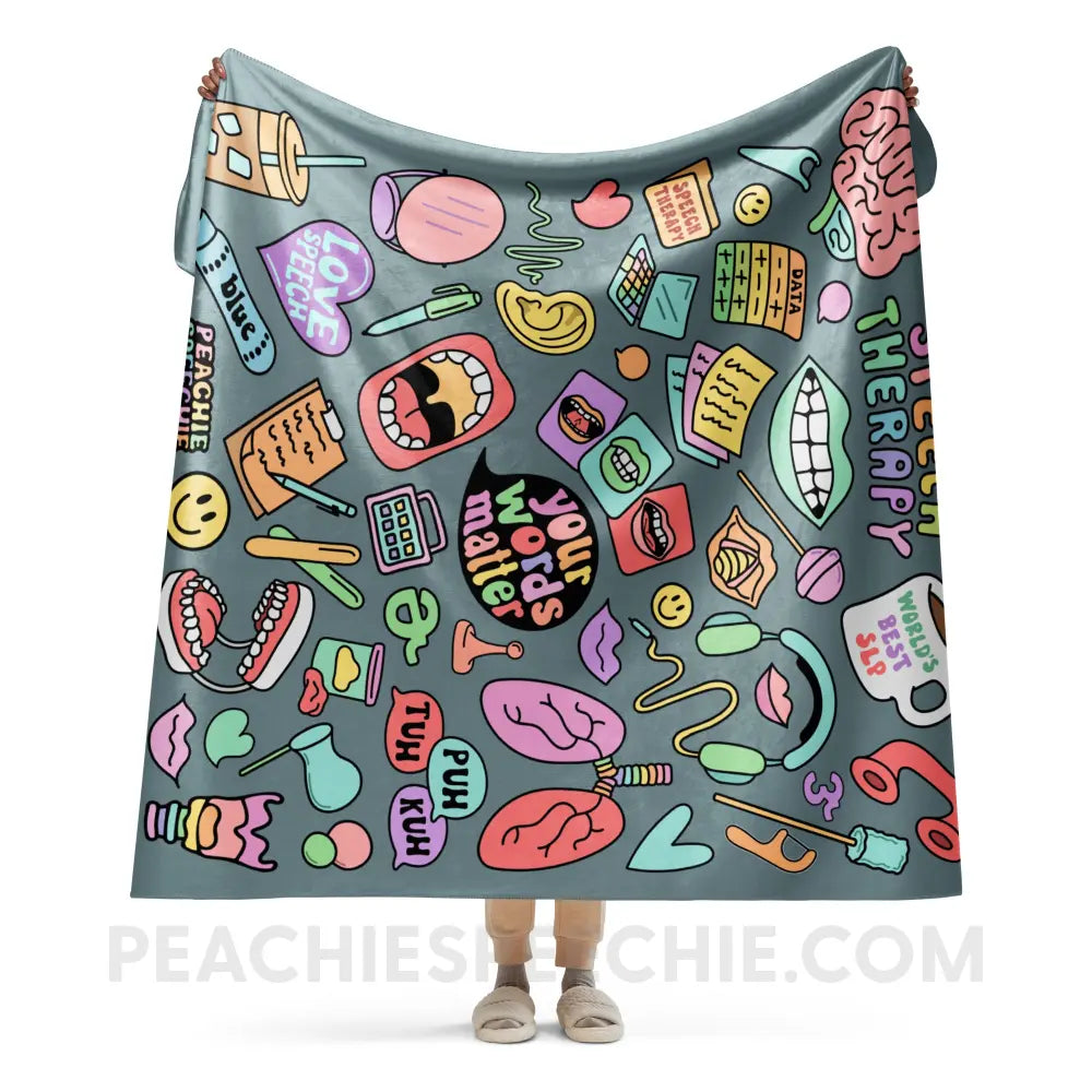 Speech Life Stuff Sherpa Blanket - 60″×80″ - peachiespeechie.com