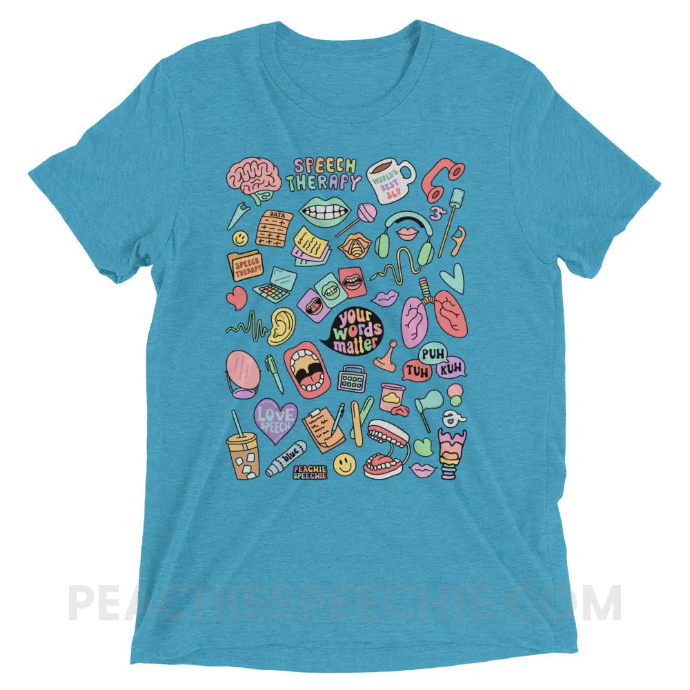 Speech Life Stuff Tri-Blend Tee - Aqua Triblend / XS - peachiespeechie.com