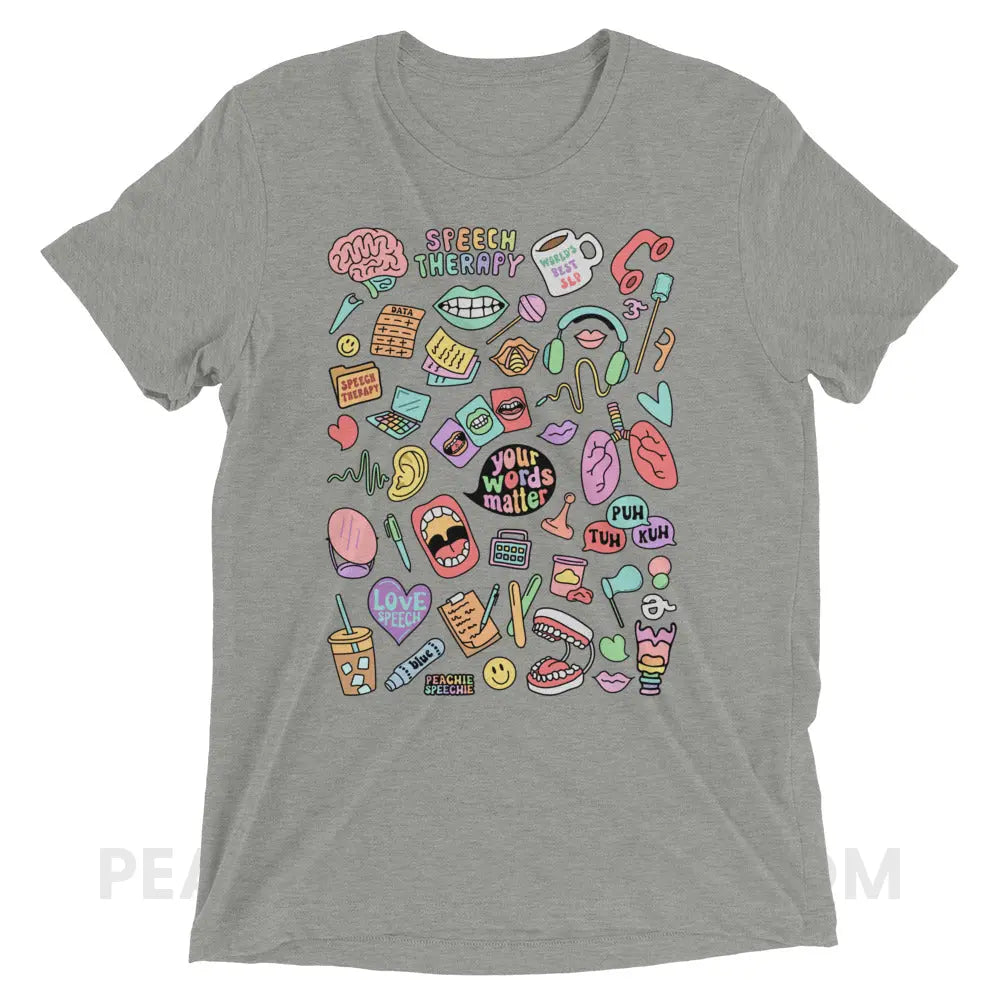 Speech Life Stuff Tri-Blend Tee - Athletic Grey Triblend / XS - peachiespeechie.com