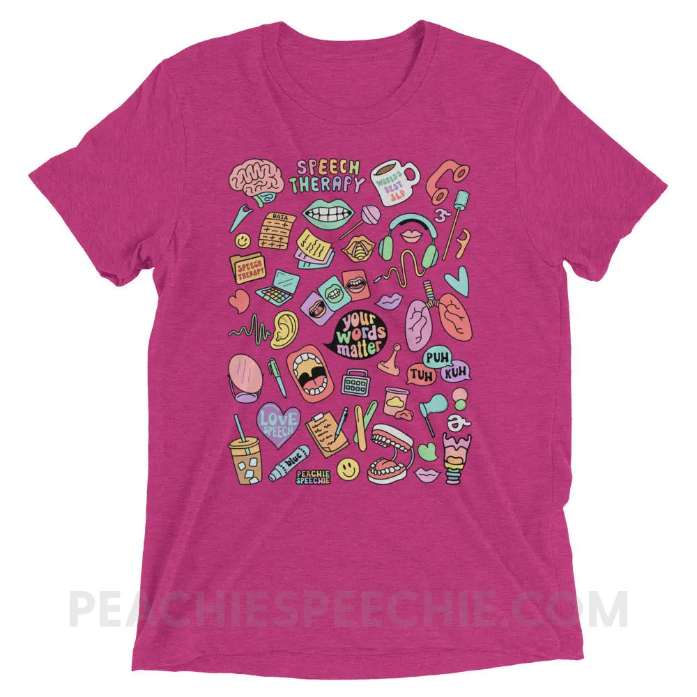 Speech Life Stuff Tri-Blend Tee - Berry Triblend / XS - peachiespeechie.com