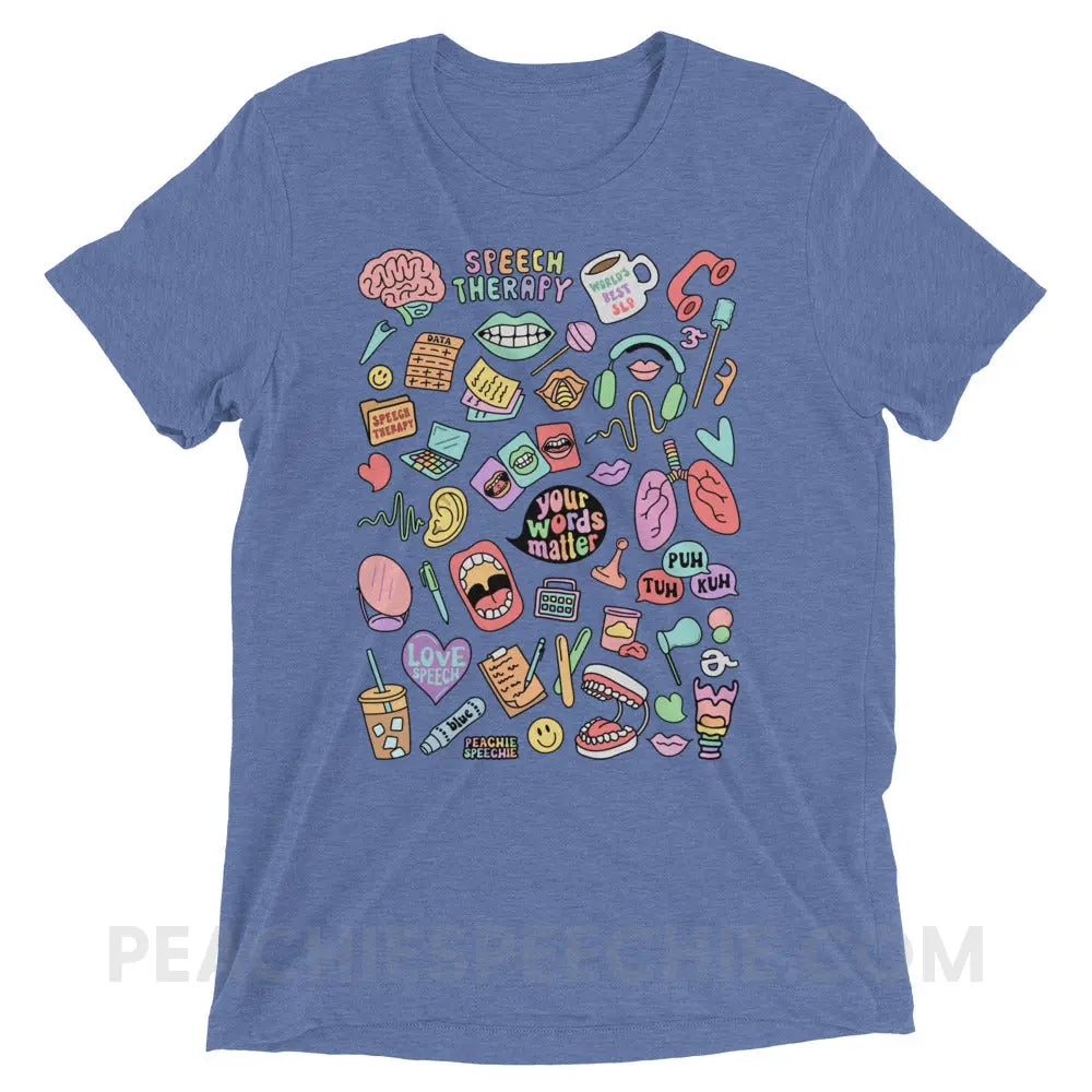 Speech Life Stuff Tri-Blend Tee - Blue Triblend / XS - peachiespeechie.com