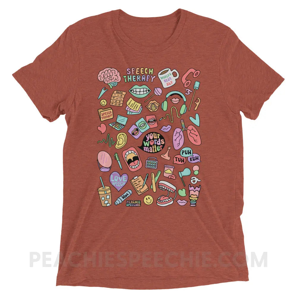 Speech Life Stuff Tri-Blend Tee - Clay Triblend / XS - peachiespeechie.com