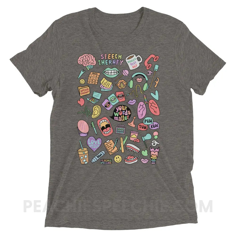 Speech Life Stuff Tri-Blend Tee - Grey Triblend / XS - peachiespeechie.com