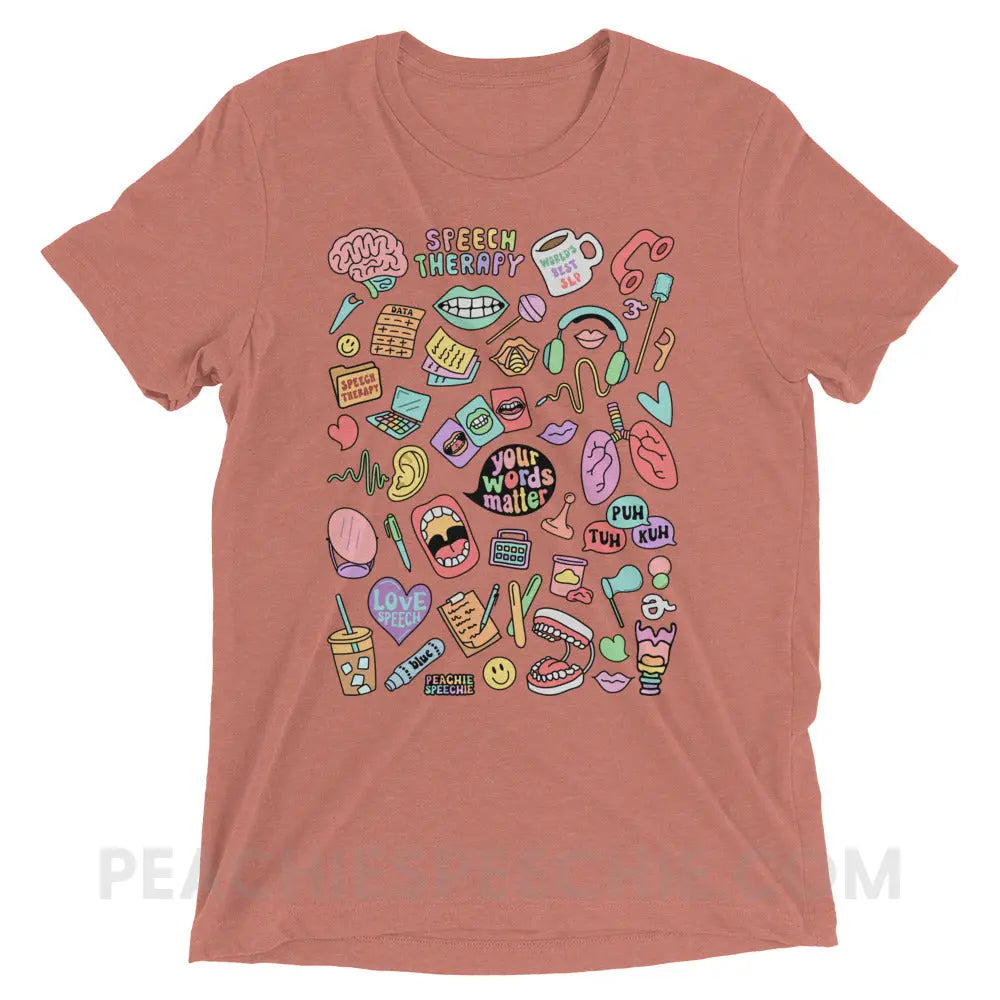 Speech Life Stuff Tri-Blend Tee - Mauve Triblend / XS - peachiespeechie.com